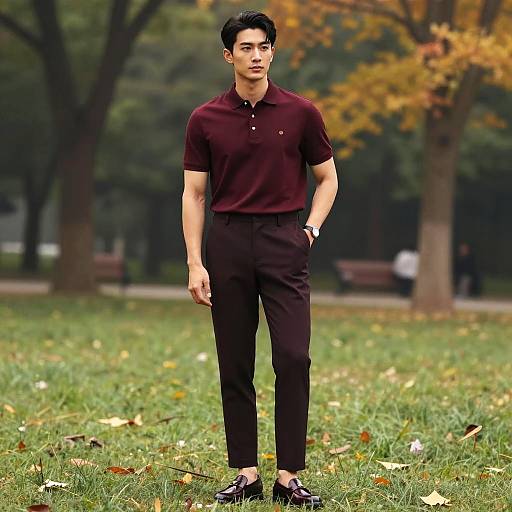 Stylish Man in Autumn Park Outfit