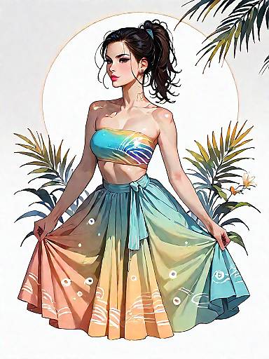 Tropical Chic Girl in Studio Setting