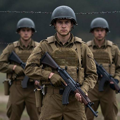Intense WWII Soldiers with Tactical Gear
