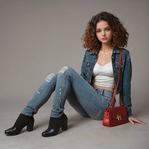 Petite Redhead in Denim: Cross-Legged Pose Petite Redhead in Denim: Cross-Legged Pose
