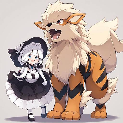 Illustration of Arcanine, pokemon in the style of Natsuki teru