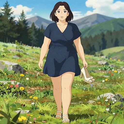 Curvy Woman in Navy Wrap Dress