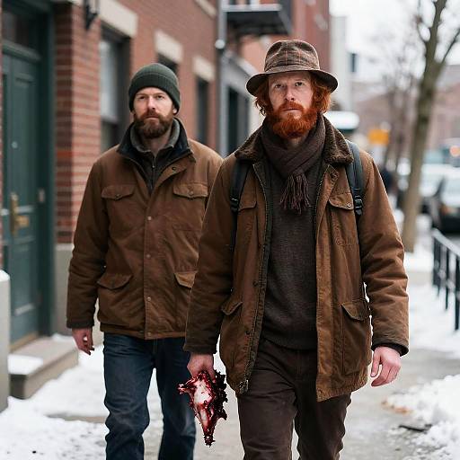 Mysterious Encounter in a Snowy City