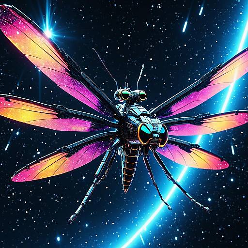 Futuristic Neon Space Dragonfly