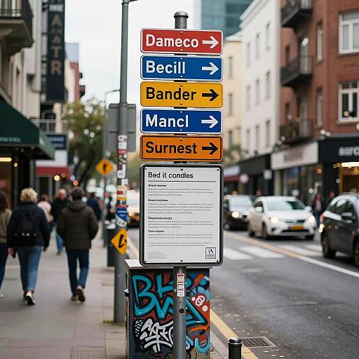 Vibrant Urban Street Signs with Graffiti
