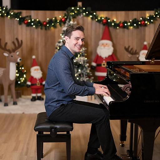 Festive Pianist with Christmas Cheer
