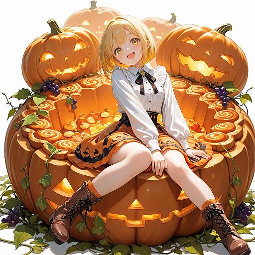Pumpkin Tart Girl in Hexagon