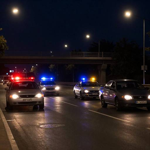 Urban Night Chase with Flashing Lights