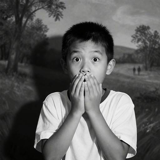 Shocked Boy in Black and White