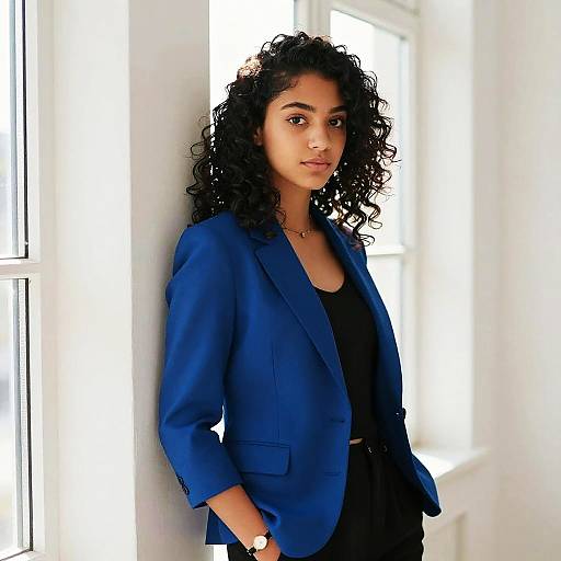 Teen Girl in Blue Blazer by Window
