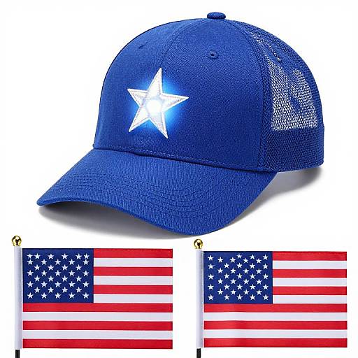 Patriotic LED Flashing Hat & Flag Set