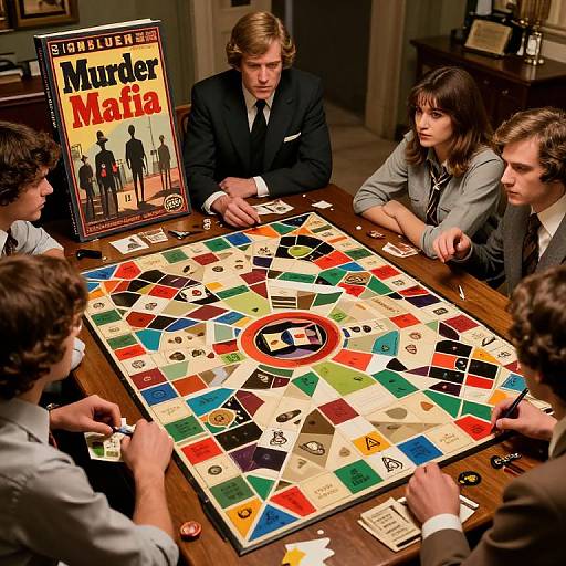 Photograph of six 1960s-style adults playing 