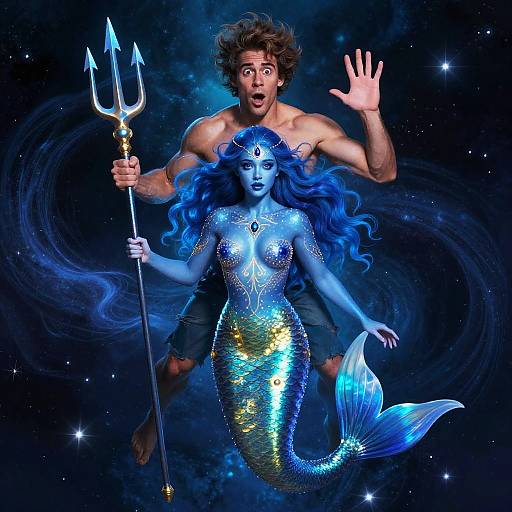 Cosmic Mermaid with Glowing Patterns