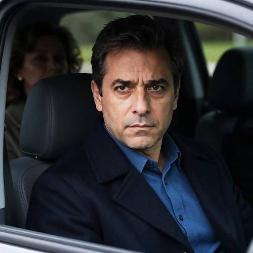 Intense Man in Car with Woman