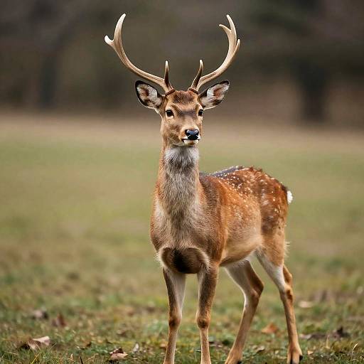 Woman in Deer Costume in Field
