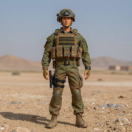 Photorealistic Male Soldier in Desert Gear