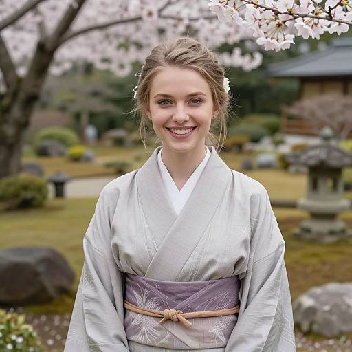 Realistic Portrait in Japanese Garden