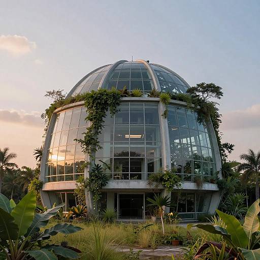 Futuristic Abandoned Green Glass Building