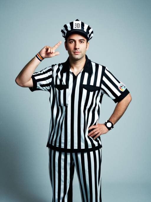 Man in Referee Costume with Stripes