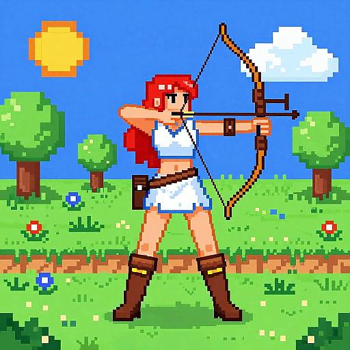 8-Bit Retro Pixel Archer Landscape