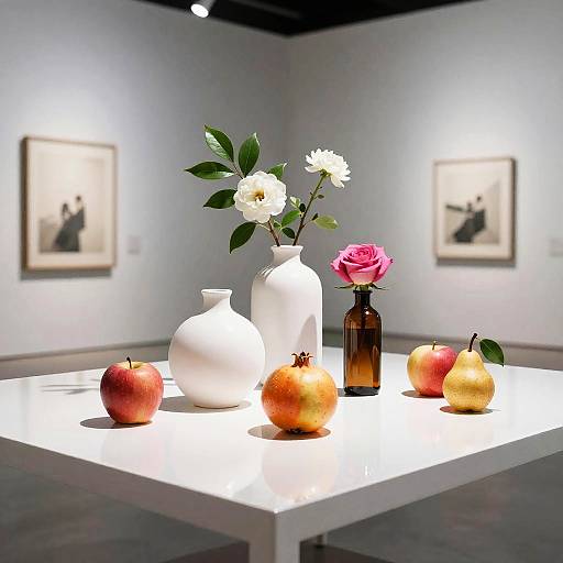 Minimalist Still Life with White Vases