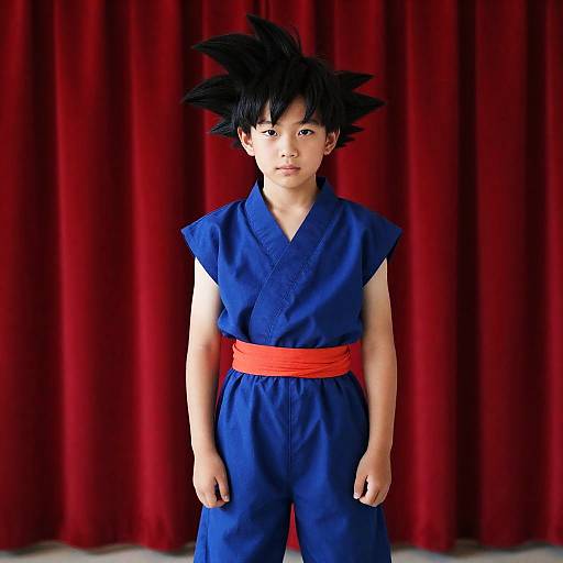 Asian Boy in Traditional Gohan Costume