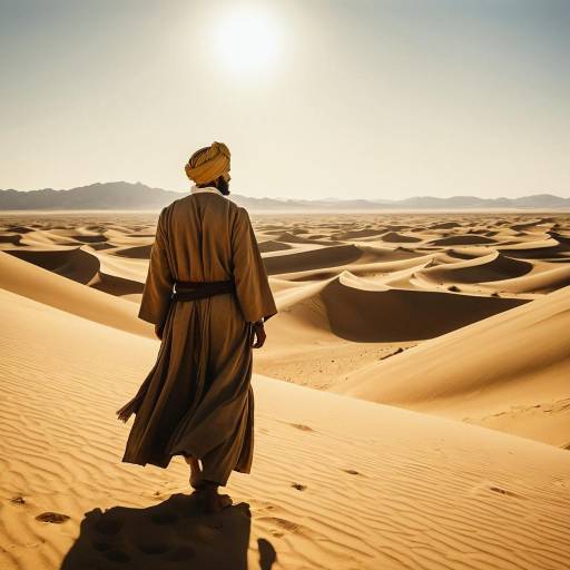 Desert Nomad Walking on Golden Dunes