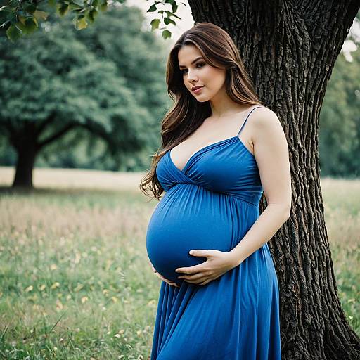 Realistic Outdoor Pregnant Woman in Dress