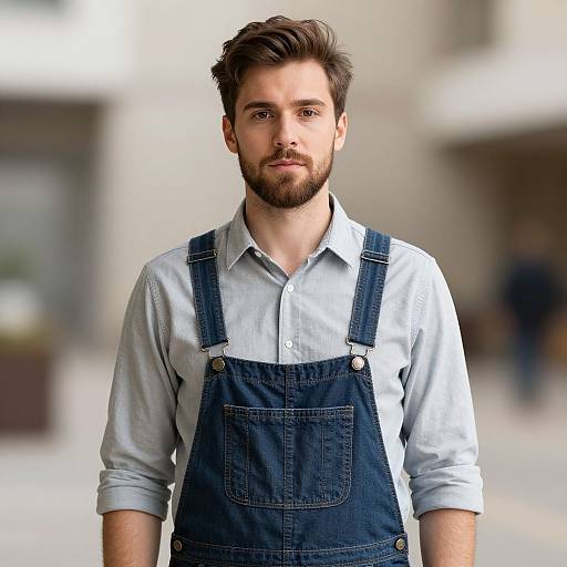 Realistic Male Butler in Overalls
