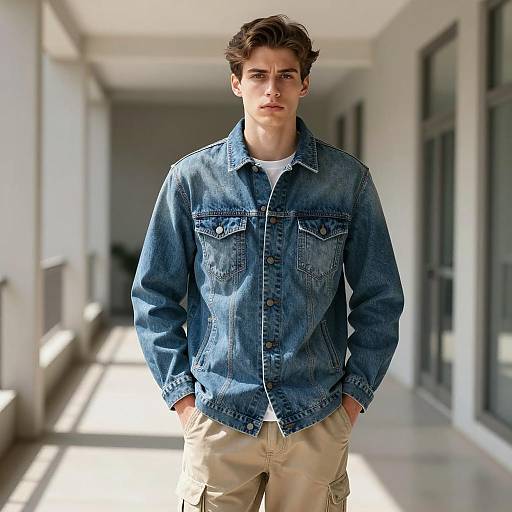 Casual Denim Shacket Fashion Photography