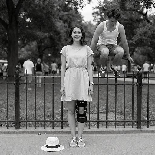Joyful Park Moments in Black and White