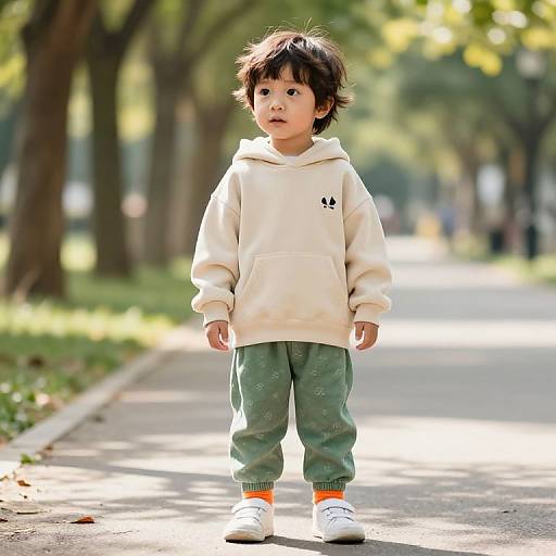 Curious Boy in Sunny Park