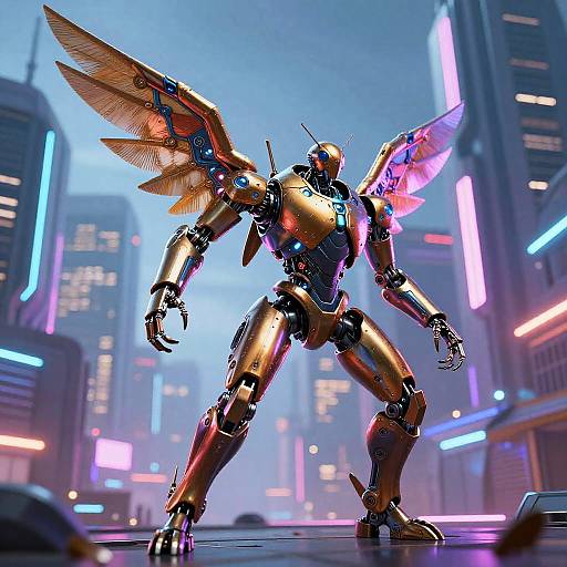 Beetle Humanoid in Futuristic City