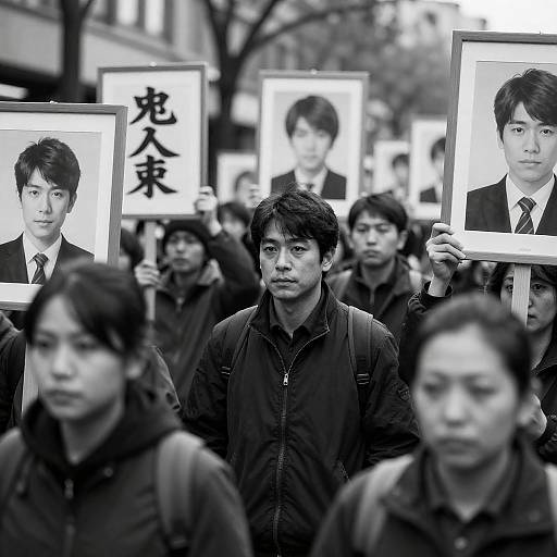 Dramatic Black-and-White Protest Scene