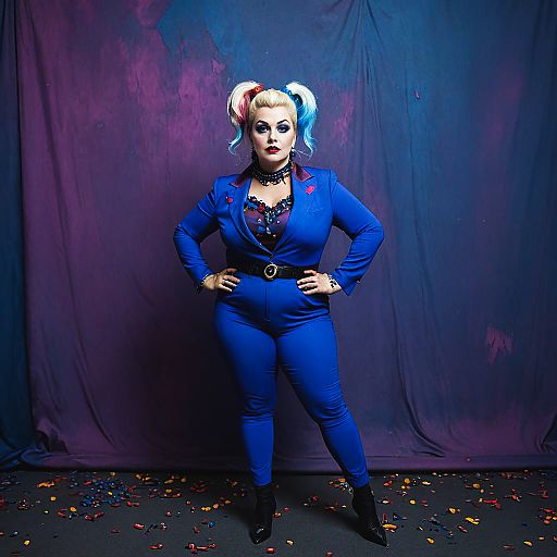 Surprised Cosplayer in Harley Quinn Outfit Surprised Cosplayer in Harley Quinn Outfit