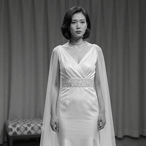 Monochrome Portrait: Satin Gown and Choker