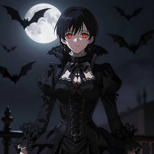 Gothic Anime Character in Moonlight