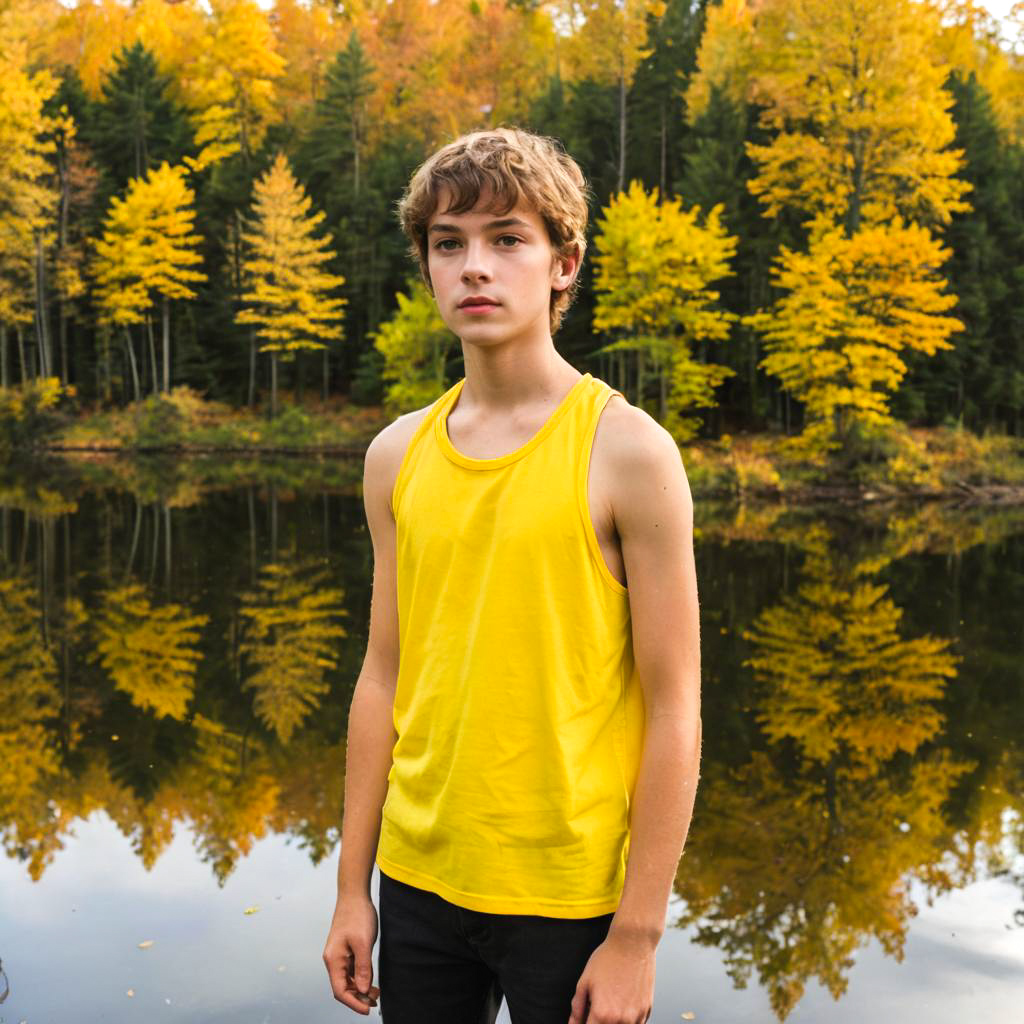 Autumn Serenity: Teen in Yellow Halter