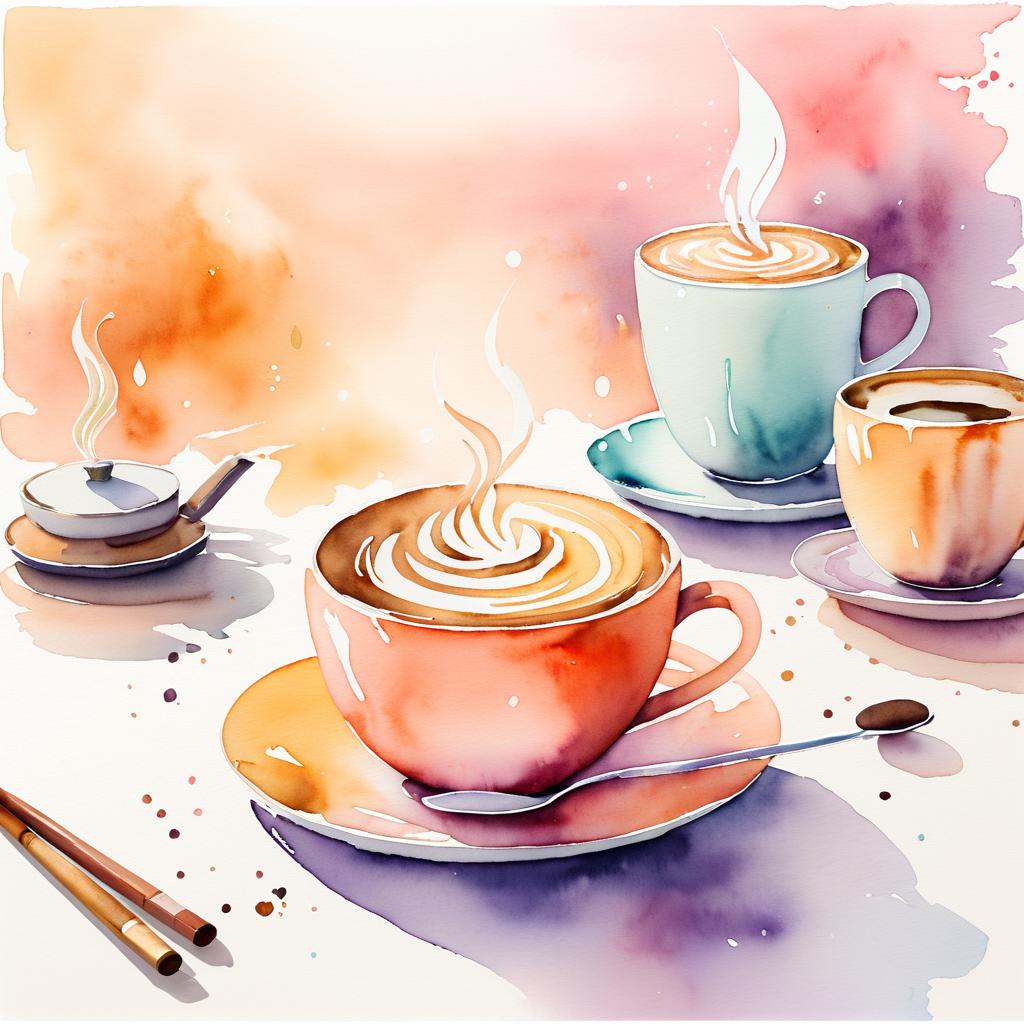 Whimsical Watercolor Coffee Imagery