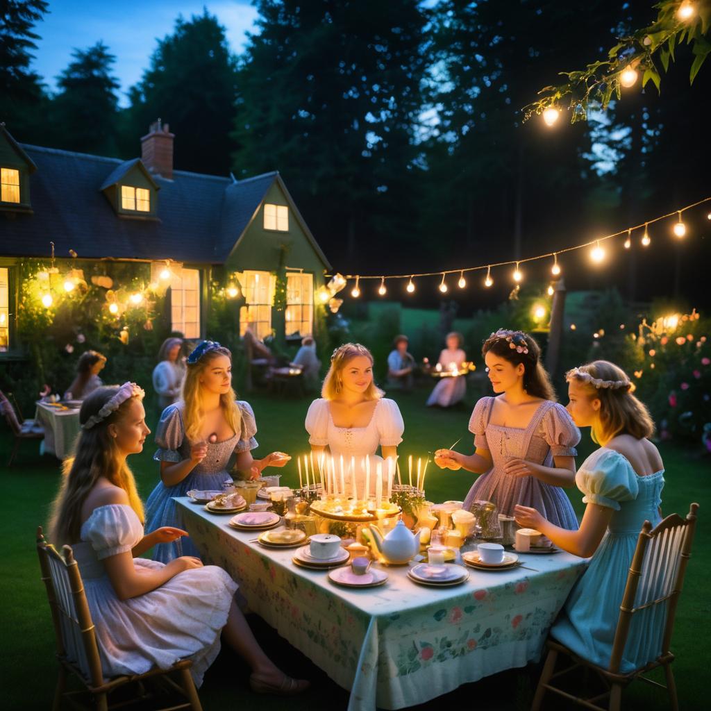 Charming Nightfall Dinner Party Scene