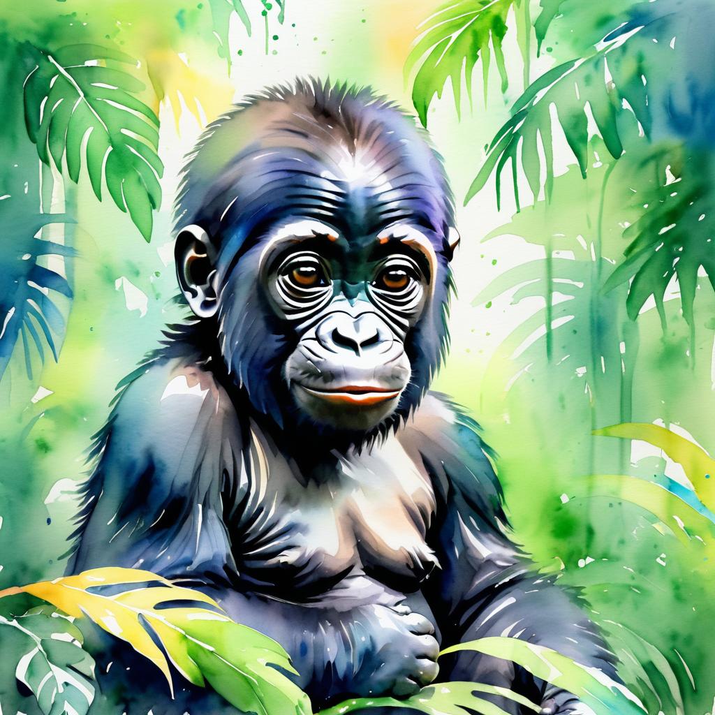 Vibrant Baby Gorilla in Lush Jungle