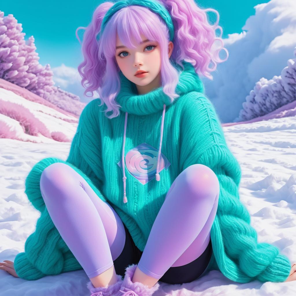 Anime Girl with Fluffy Hair and Sweater