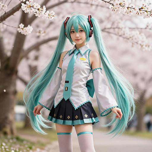 Hatsune Miku in Cherry Blossom Garden