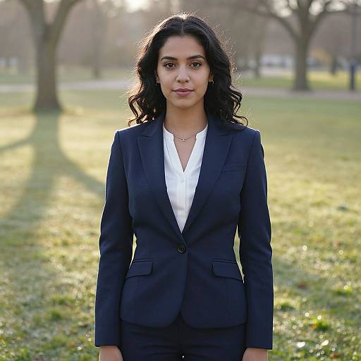 Thoughtful Woman in Morning Park