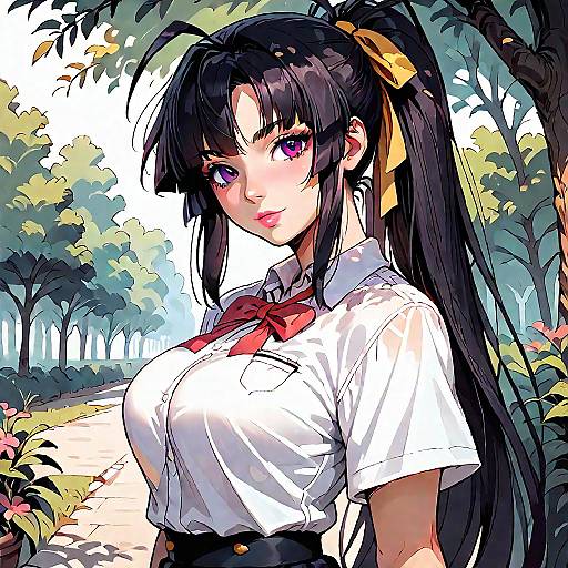 Akeno Himejima in Sunlit Schoolyard