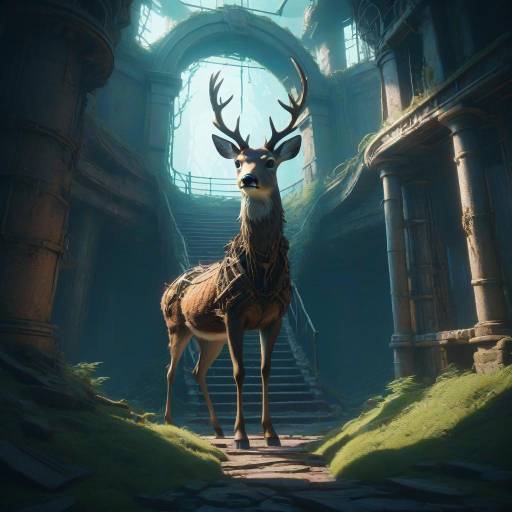 Enchanted Deer in a Mystical Lighthouse