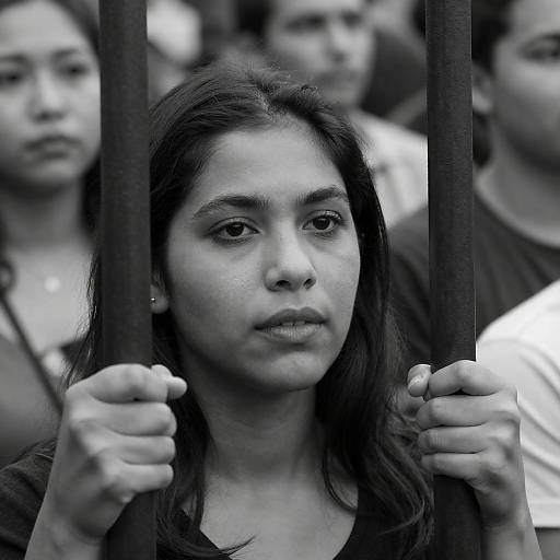 Serene Woman Behind Dark Bars
