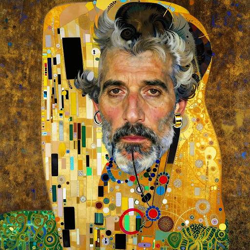 Art Deco Portrait of Salt-and-Pepper Man