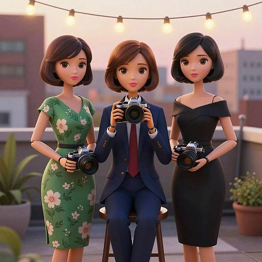 Android Photographers in Urban Rooftop Garden