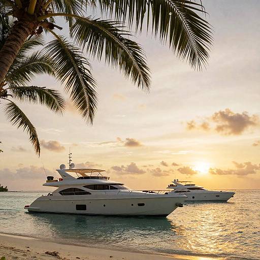 Luxury Yachts at Maldives Sunset